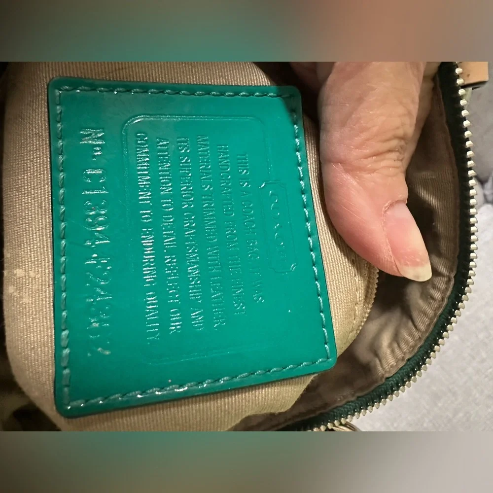 Coach Signature Canvas Satchel - Blue and Green - Picture 3 of 4